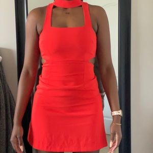 Orange mini dress with side cut outs